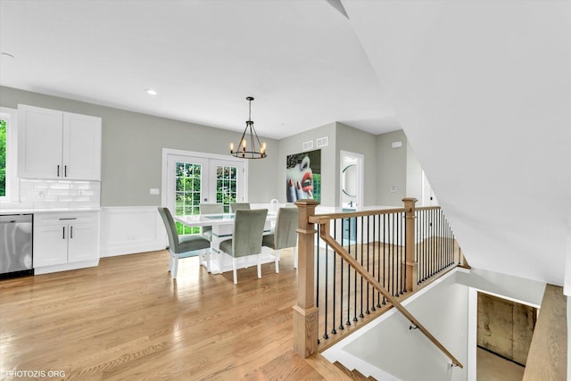 7218 S 78th Ave, Bridgeview, IL 60455 - staircase with a chandelier, wood finished floors, and recessed lighting