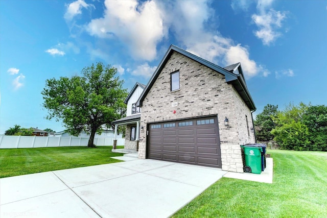 7218 S 78th Ave, Bridgeview, IL 60455 - view of front of property with concrete driveway, brick siding, a garage, and stone siding