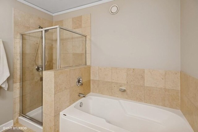201 N Westshore Dr Unit 2608, Chicago, IL 60601 - bathroom featuring a garden tub and a stall shower