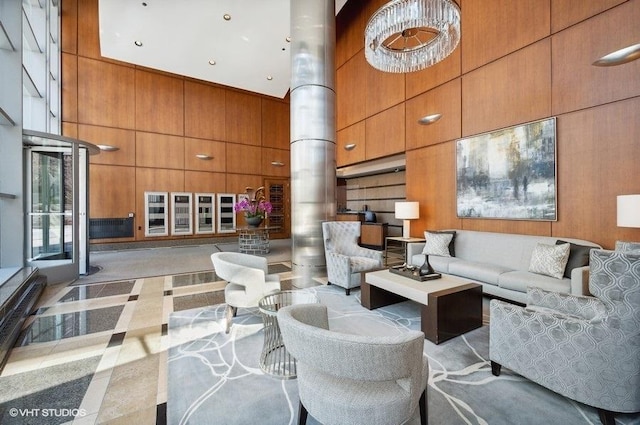 201 N Westshore Dr Unit 2608, Chicago, IL 60601 - lobby with a high ceiling and wood walls