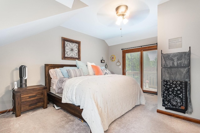 1714 Larson Ave, Saint Charles, IL 60174 - bedroom featuring light carpet, vaulted ceiling, and a ceiling fan