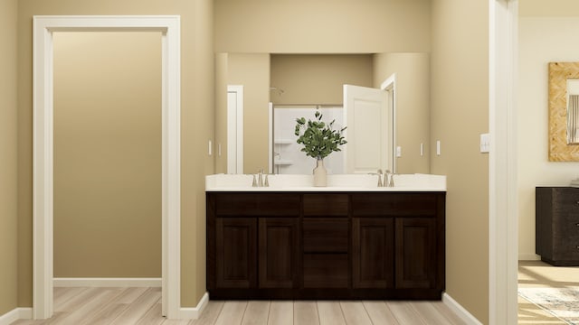 1111 Waterford St, Algonquin, IL 60102 - bathroom featuring wood finished floors, double vanity, and baseboards