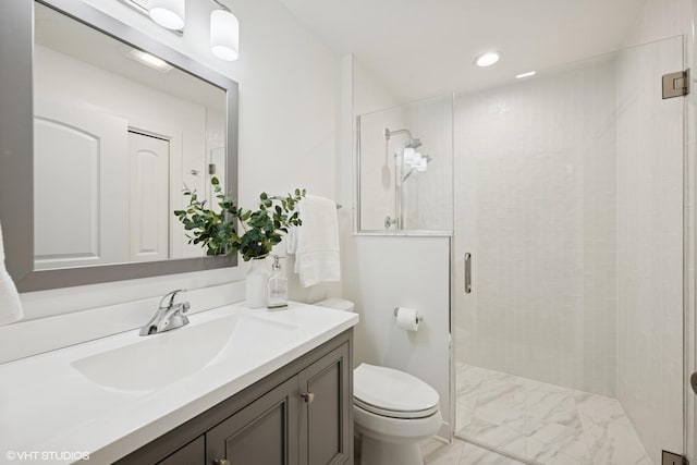 1208 N Dunton Ave, Arlington Heights, IL 60004 - full bath featuring vanity, a shower stall, toilet, and recessed lighting