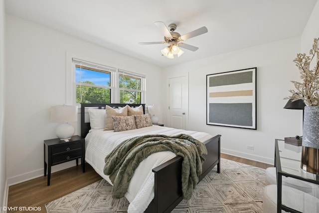 1208 N Dunton Ave, Arlington Heights, IL 60004 - bedroom featuring wood finished floors, baseboards, and a ceiling fan