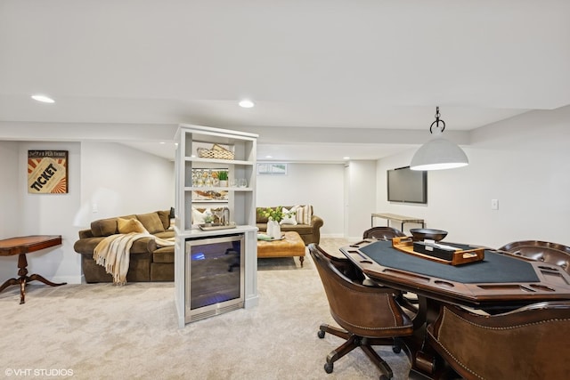 1208 N Dunton Ave, Arlington Heights, IL 60004 - office area featuring wine cooler, light carpet, recessed lighting, and baseboards
