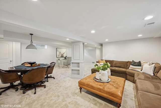 1208 N Dunton Ave, Arlington Heights, IL 60004 - living area with light carpet, recessed lighting, and a desk