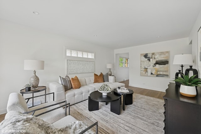 1208 N Dunton Ave, Arlington Heights, IL 60004 - living area with wood finished floors, baseboards, and recessed lighting