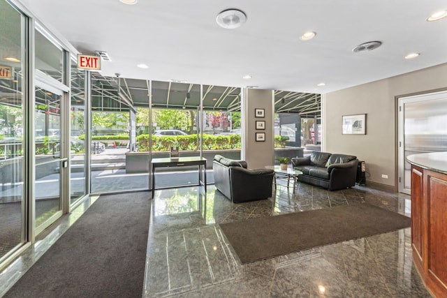 2700 N Hampden Ct Unit 24A, Chicago, IL 60614 - community lobby with recessed lighting, a sunroom, and floor to ceiling windows
