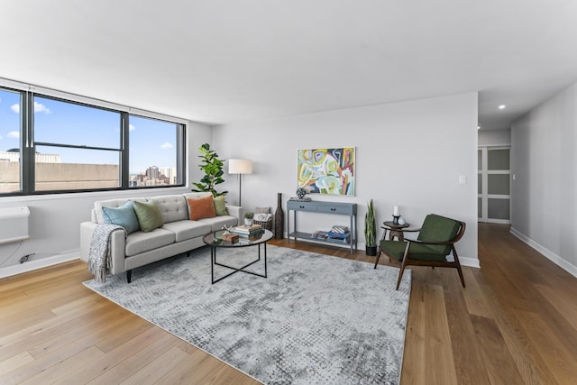 2700 N Hampden Ct Unit 24A, Chicago, IL 60614 - living area featuring wood finished floors, baseboards, and an AC wall unit