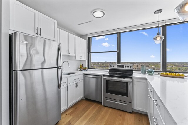 2700 N Hampden Ct Unit 24A, Chicago, IL 60614 - kitchen featuring appliances with stainless steel finishes, a sink, plenty of natural light, and white cabinets