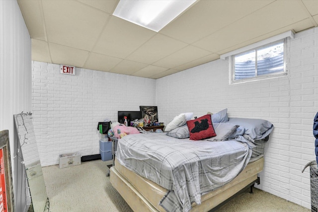 1517 Bridge Point Ln, Champaign, IL 61822 - carpeted bedroom featuring a paneled ceiling and brick wall