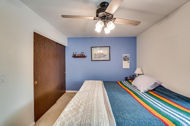 24W474 Surf Ct, Naperville, IL 60540 - bedroom featuring carpet flooring, ceiling fan, a closet, and baseboards