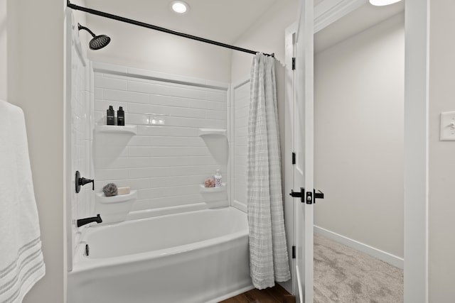 22308 S Eastcliff Dr, Joliet, IL 60404 - bathroom featuring shower / tub combo and recessed lighting