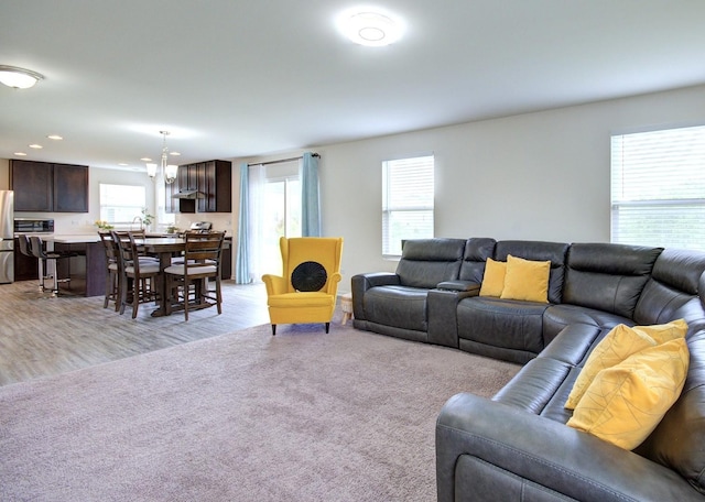 208 Cooper St, Plano, IL 60545 - living room featuring light wood-type flooring and recessed lighting