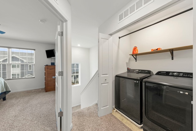 846 Briar Glen Ct, Hampshire, IL 60140 - washroom with washing machine and dryer, light colored carpet, and baseboards