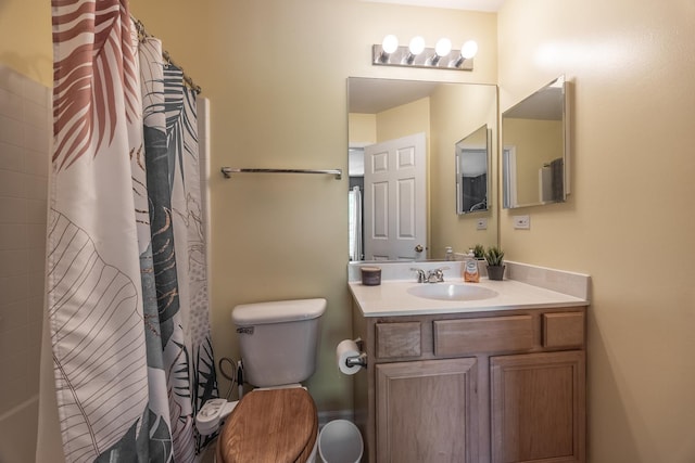 3021 Tangley Oaks Trl, Lisle, IL 60532 - bathroom featuring vanity, toilet, and shower / tub combo with curtain