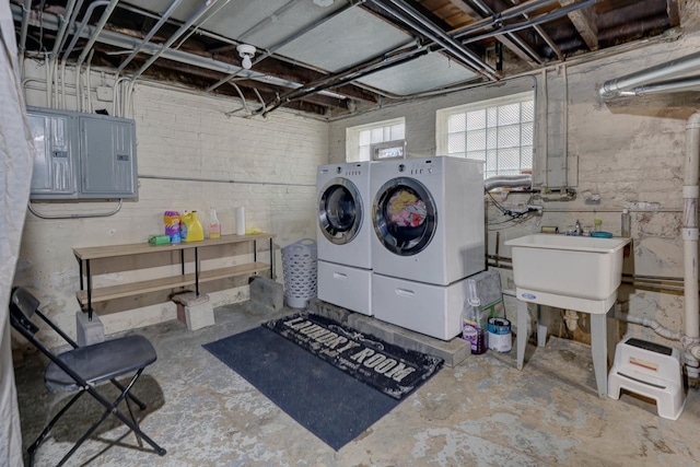1837 S 50th Ct, Cicero, IL 60804 - washroom featuring electric panel and separate washer and dryer
