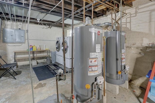 1837 S 50th Ct, Cicero, IL 60804 - utility room featuring gas water heater, washer and dryer, and electric panel