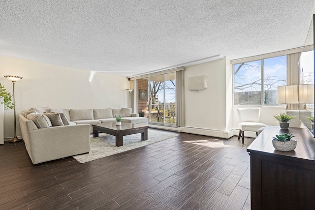 2211 S Highland Ave Unit 1B, Lombard, IL 60148 - living room with dark wood-type flooring and a textured ceiling