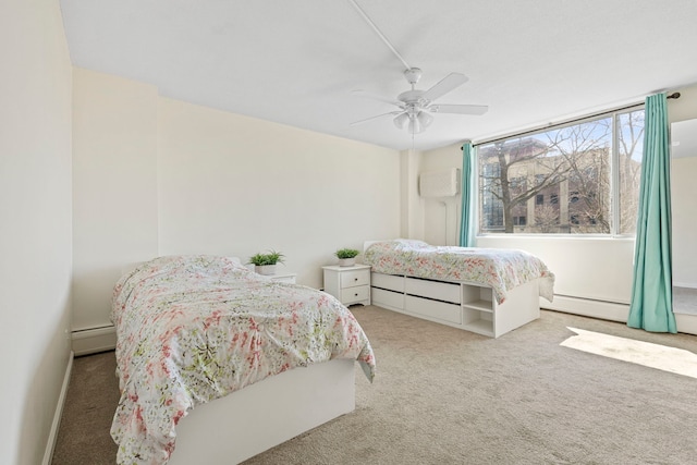 2211 S Highland Ave Unit 1B, Lombard, IL 60148 - bedroom featuring carpet flooring, baseboard heating, and ceiling fan