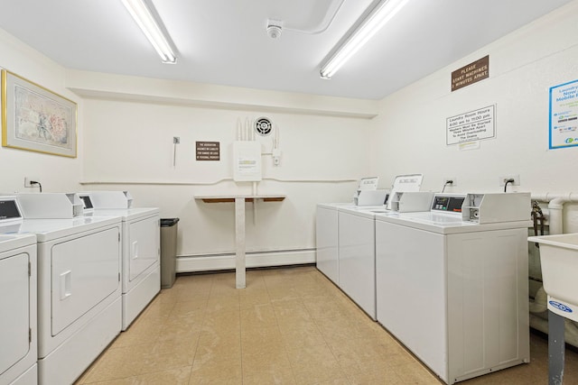 2211 S Highland Ave Unit 1B, Lombard, IL 60148 - communal laundry room with washing machine and dryer and a baseboard heating unit