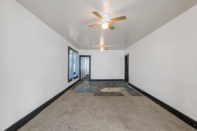 1236 Washington St, Chicago Heights, IL 60411 - empty room featuring ceiling fan, carpet flooring, and baseboards