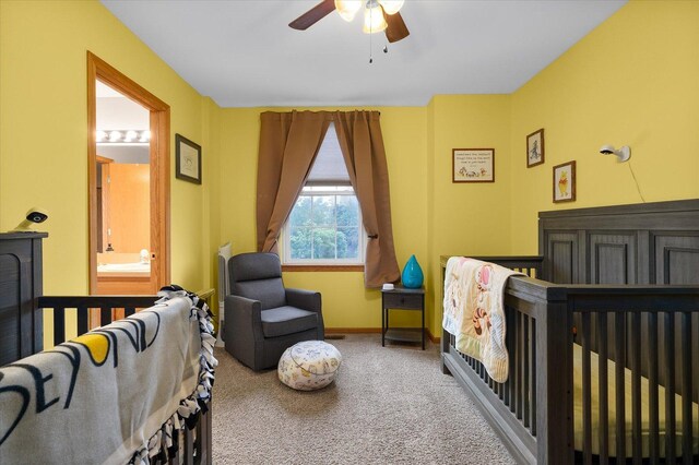 1508 Parkside Dr, Plainfield, IL 60586 - bedroom with carpet floors, baseboards, and a ceiling fan