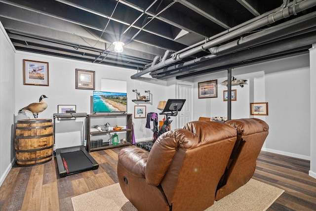 1508 Parkside Dr, Plainfield, IL 60586 - workout room with baseboards and wood finished floors