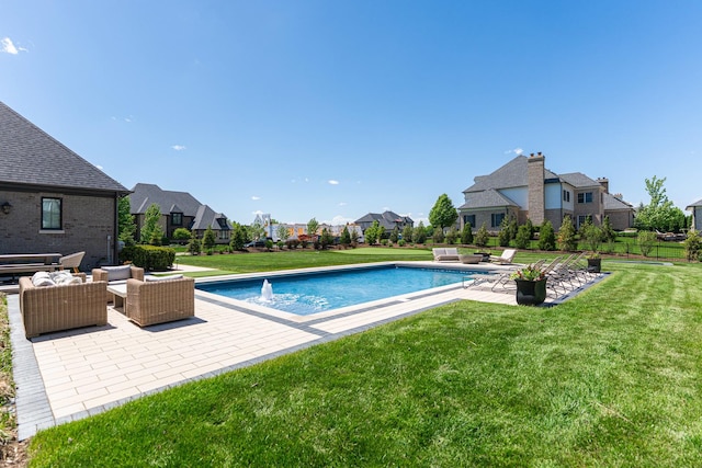 5N257 Switchgrass Ln, Saint Charles, IL 60175 - view of swimming pool featuring a patio area, an outdoor hangout area, a residential view, and a yard