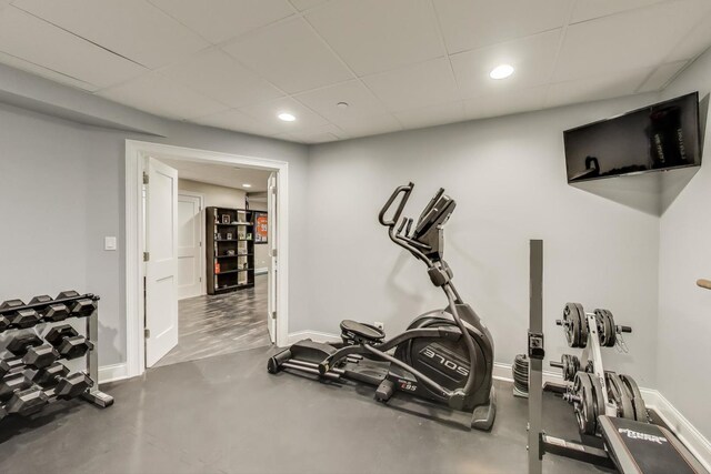 212 S Wa Pella Ave, Mount Prospect, IL 60056 - exercise room with baseboards, recessed lighting, and a drop ceiling
