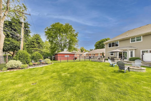 212 S Wa Pella Ave, Mount Prospect, IL 60056 - view of yard featuring an outdoor fire pit and a patio area