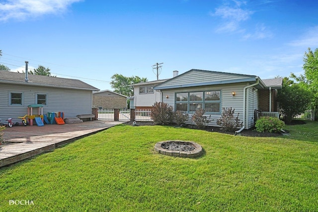 9446 Magnolia Ave, Mokena, IL 60448 - rear view of house with a fire pit and a deck