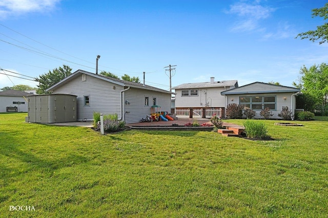 9446 Magnolia Ave, Mokena, IL 60448 - back of house with a lawn and a deck