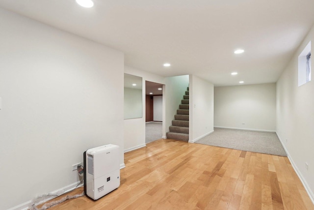 1139 W Illinois Ave, Palatine, IL 60067 - unfurnished room featuring recessed lighting, stairs, light wood finished floors, and baseboards