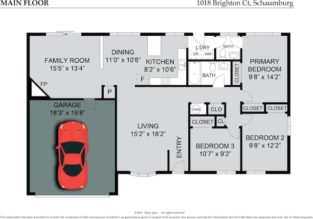 1018 Brighton Ct, Schaumburg, IL 60193 - property floor plan