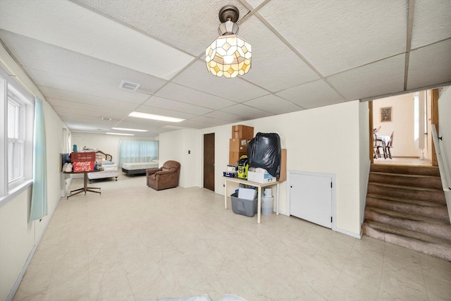 421 Carey Ct, Chicago Heights, IL 60411 - sitting room with light flooring, stairway, and a paneled ceiling