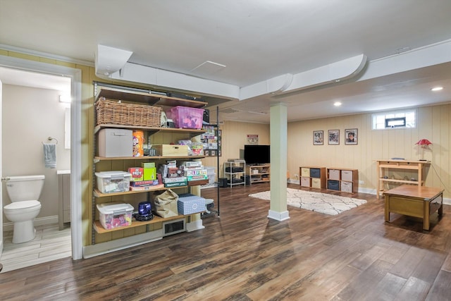 1212 S Greenwood Ave, Park Ridge, IL 60068 - below grade area with wood finished floors, baseboards, and recessed lighting