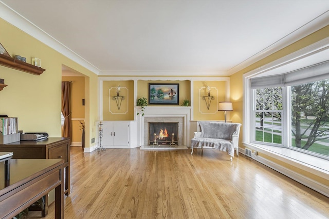 1212 S Greenwood Ave, Park Ridge, IL 60068 - living room featuring a high end fireplace and light wood-style floors
