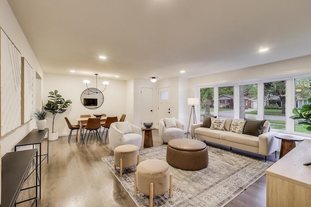 502 S William St, Mount Prospect, IL 60056 - living room featuring recessed lighting and dark wood-type flooring