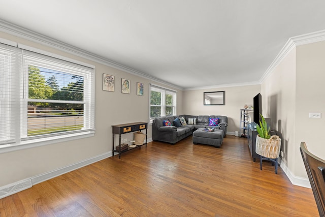 573 Maple Ave, Lisle, IL 60532 - living area with wood finished floors, crown molding, and baseboards