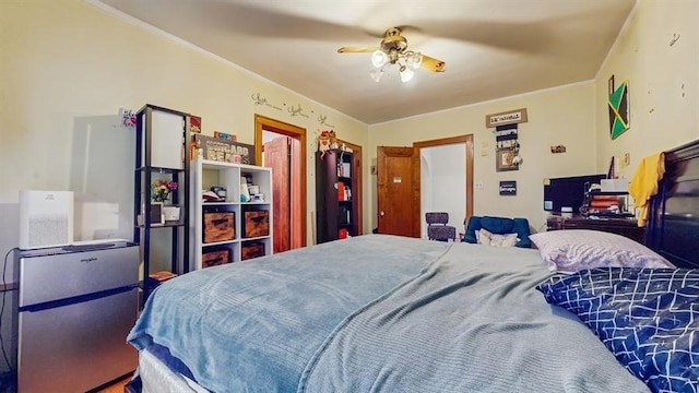 7360 N Damen Ave Unit 1S, Chicago, IL 60645 - bedroom with a ceiling fan and ornamental molding