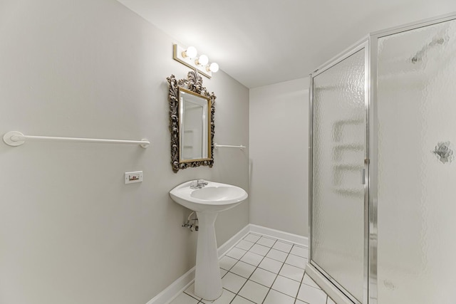 2308 Indian Ridge Dr, Glenview, IL 60026 - bathroom with tile patterned floors, a stall shower, and baseboards