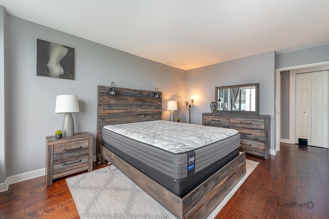 5455 N Sheridan Rd Unit 3006, Chicago, IL 60640 - bedroom with dark wood-style floors and baseboards