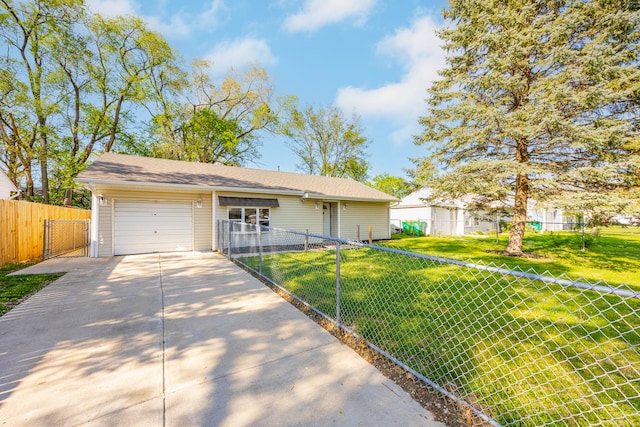 1315 Loral Ave, Joliet, IL 60435 - single story home with concrete driveway, an attached garage, and a gate