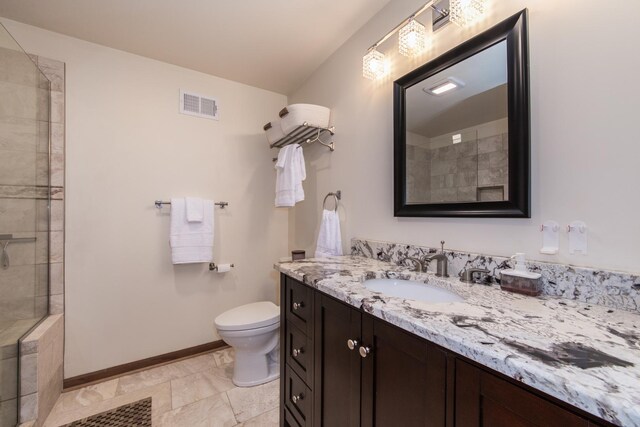1705 Pavilion Way Unit 401, Park Ridge, IL 60068 - bathroom with vanity, baseboards, toilet, and a tile shower
