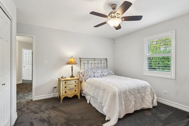2902 Pleasant Dr, Mchenry, IL 60051 - bedroom with carpet, baseboards, and a ceiling fan