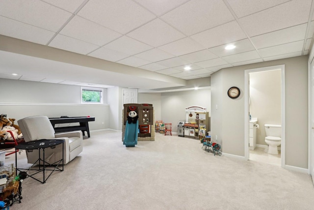 2902 Pleasant Dr, Mchenry, IL 60051 - game room with carpet flooring, a drop ceiling, baseboards, and recessed lighting