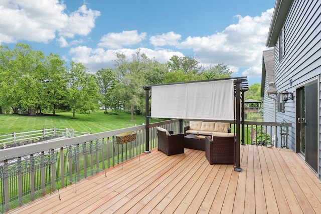 2902 Pleasant Dr, Mchenry, IL 60051 - wooden terrace with an outdoor living space and a lawn