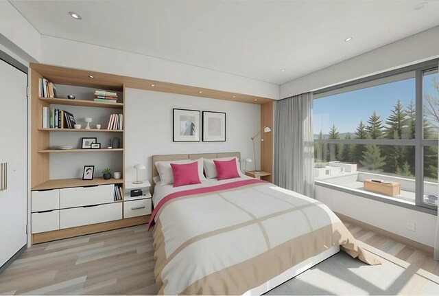 1720 Maple Ave Unit 1270, Evanston, IL 60201 - bedroom featuring light wood-style flooring and recessed lighting