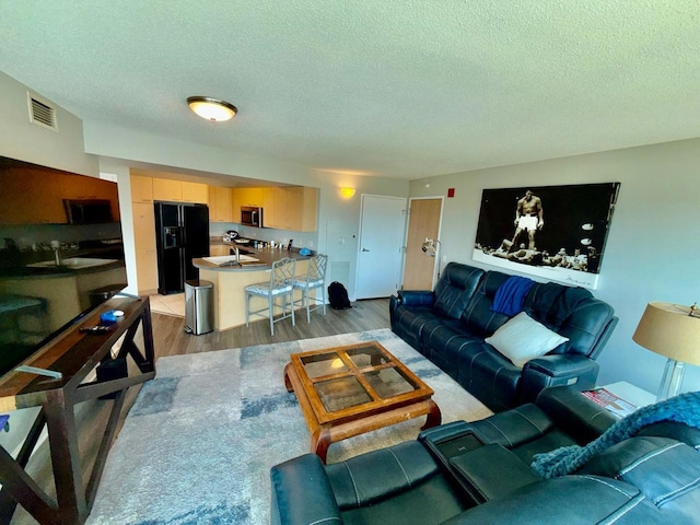 1720 Maple Ave Unit 1270, Evanston, IL 60201 - living area featuring a textured ceiling and light wood-type flooring